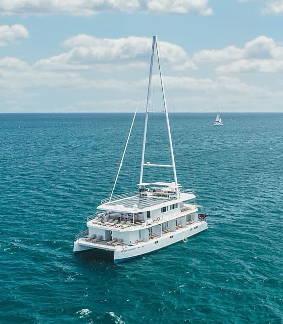 A Sail Lanka vessel under sail along the Sri Lankan coastline