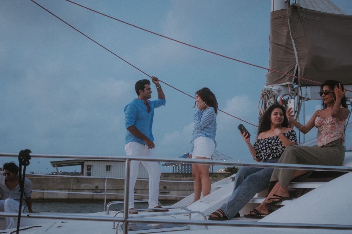 Sail Lanka crew on deck at anchor