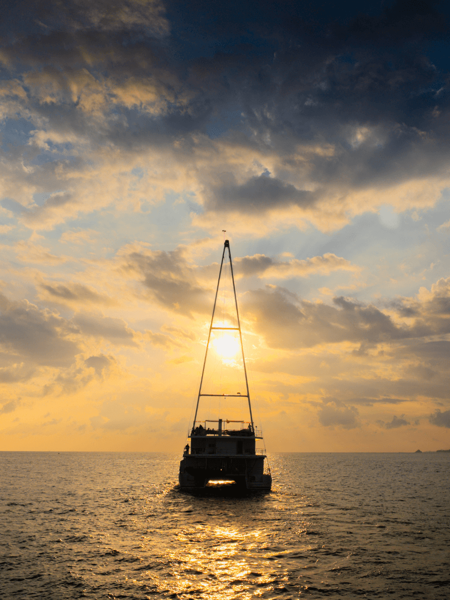 A Sail Lanka catamaran on an overnight journey along the coastline