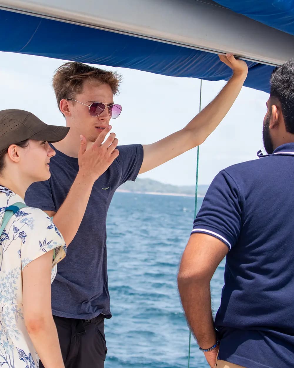 A naturalist watching marine life off the Sri Lankan coast