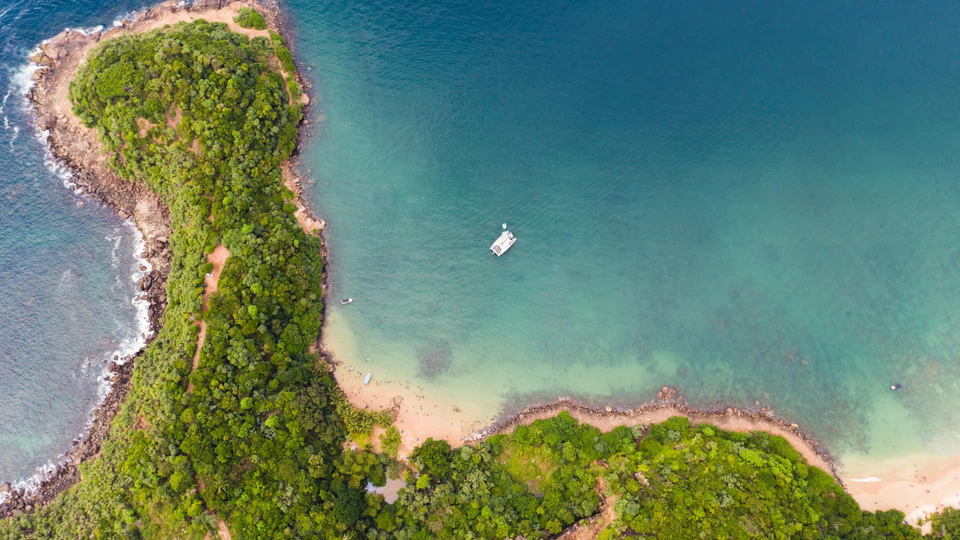 Aerial view of Sri Lanka coastline from above