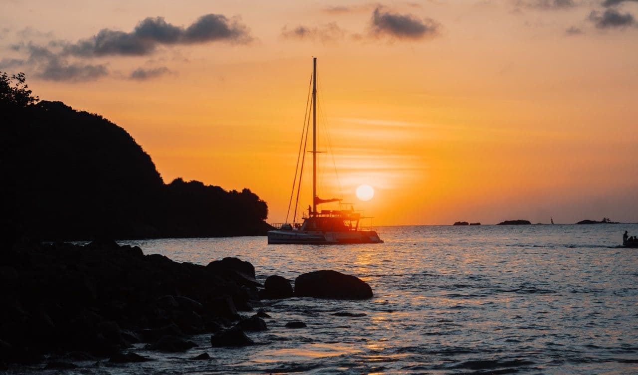 Sail Lanka catamaran at sea off the Sri Lankan coast